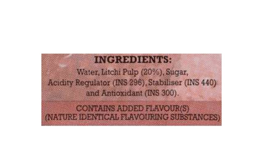 B Natural Litchi    Tetra Pack  1 litre